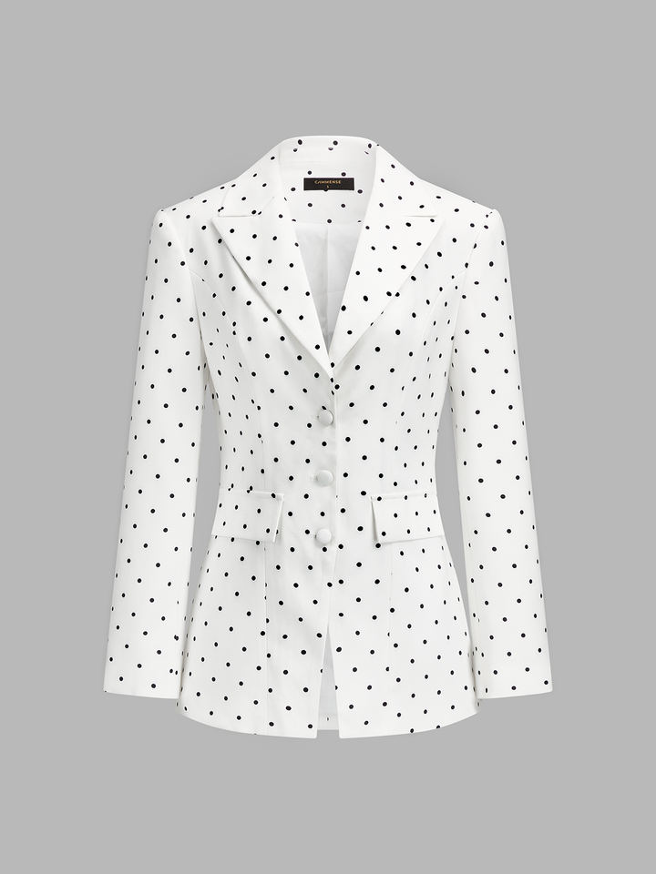 Classic Polka Dot Tailored Office Blazer