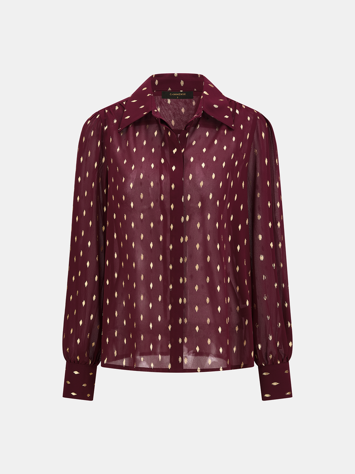 Gold Dot Sheer Long Sleeve Shirt
