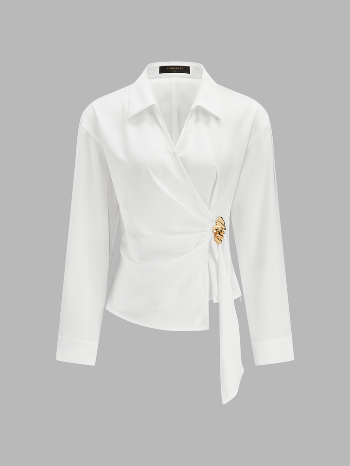 Gold Buckle Wrap Blouse