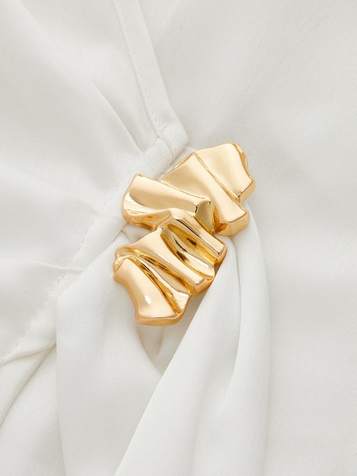 Gold Buckle Wrap Blouse