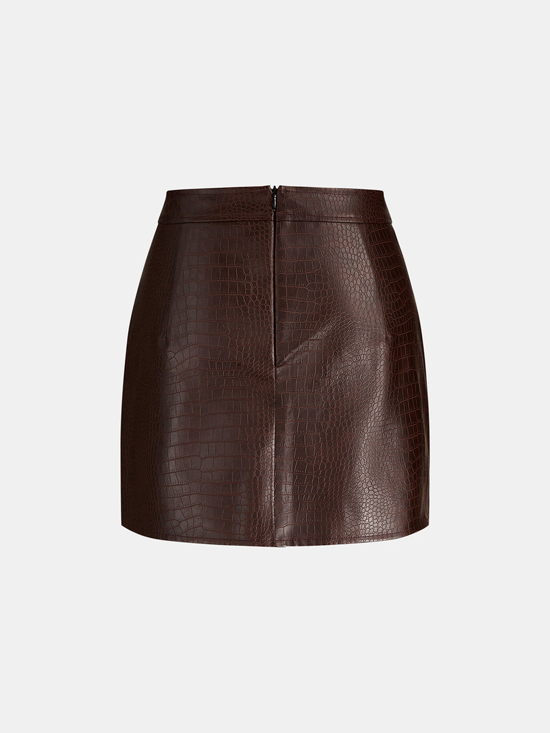 Horsebit Detail Croc‑Embossed Faux Leather Mini Skirt