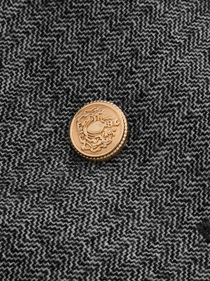 Herringbone Double‑Breasted Wool Blend Blazer