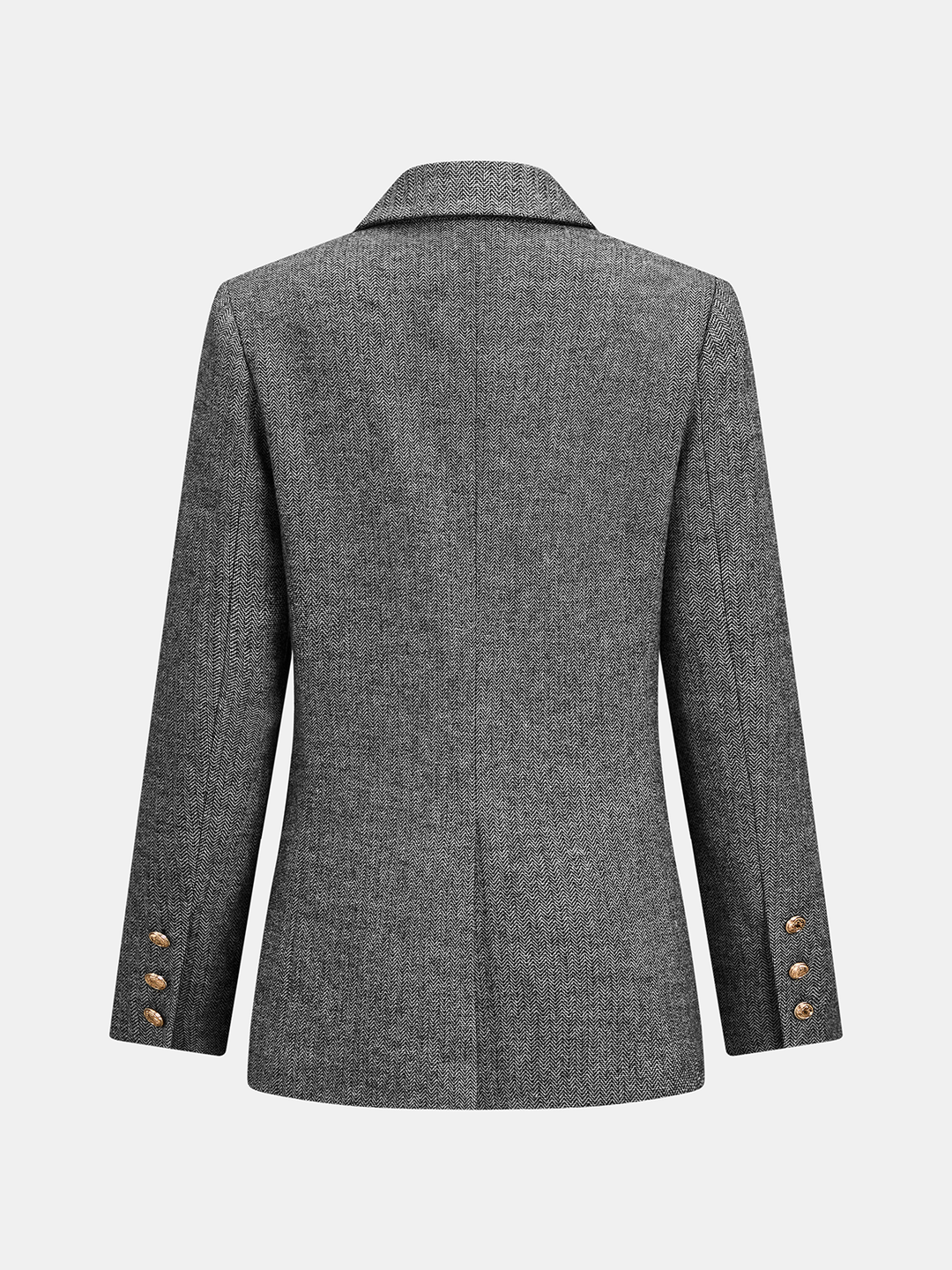 Herringbone Double‑Breasted Wool Blend Blazer