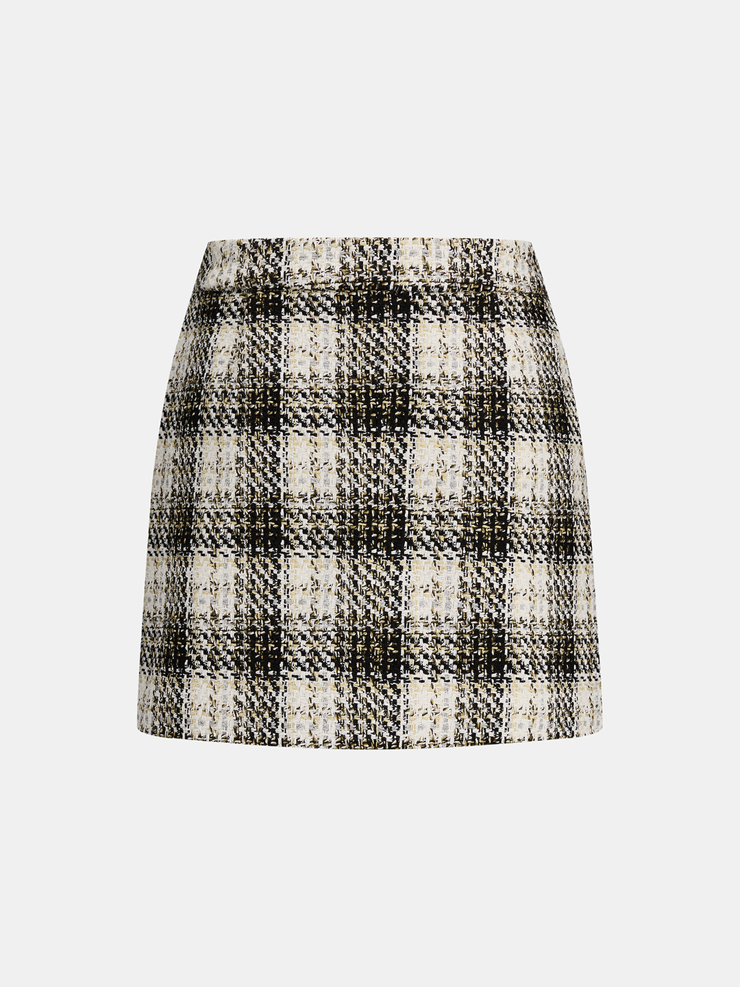 Plaid Tweed A‑Line Mini Skirt