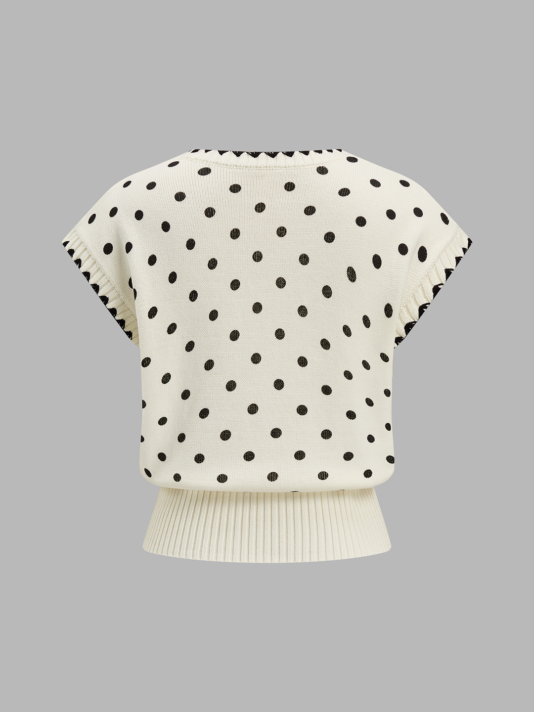 Polka Dot Wave Trim Knit Vest