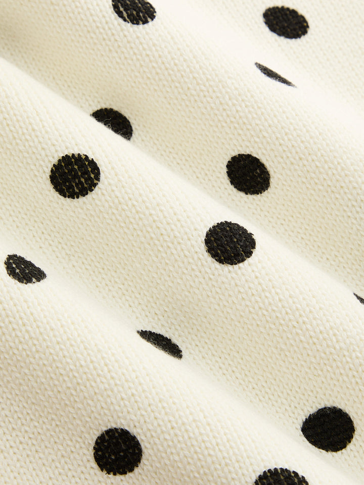 Polka Dot Wave Trim Knit Vest