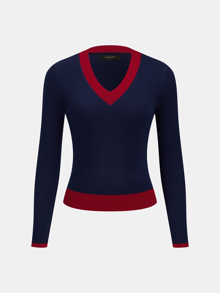 Detachable Shawl Color‑Block Knit Top