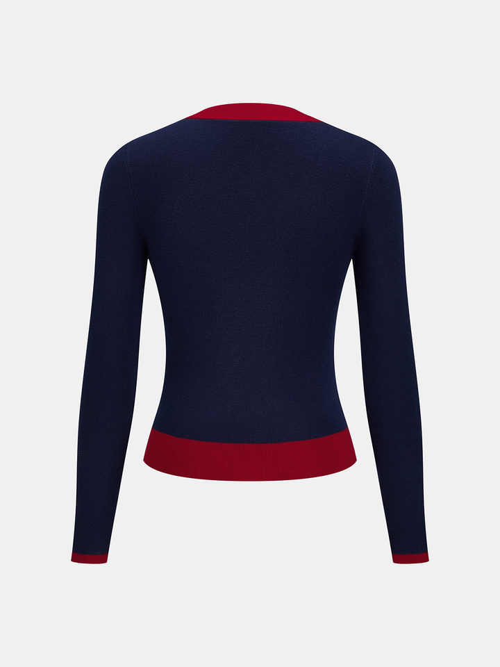 Detachable Shawl Color‑Block Knit Top