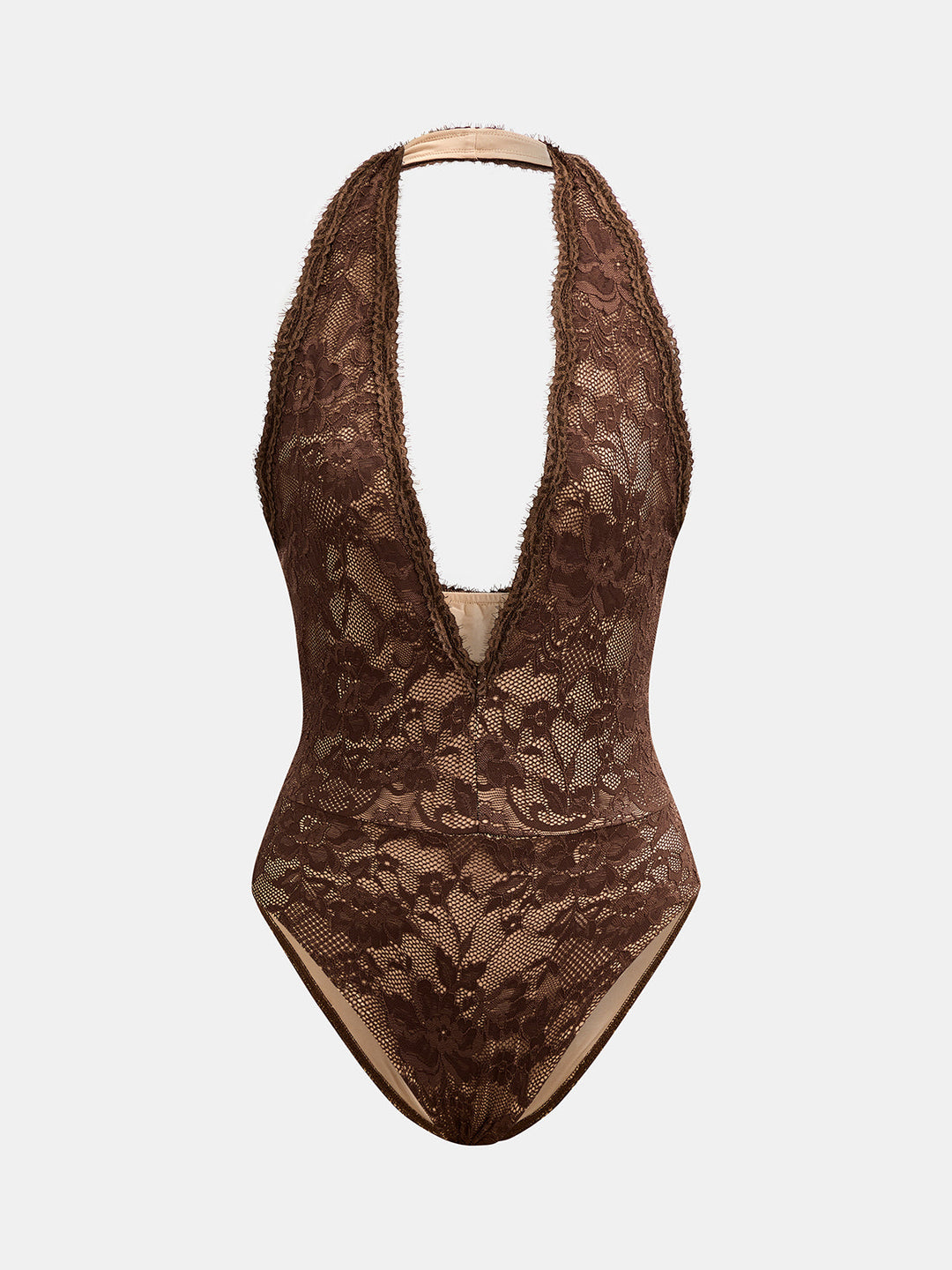 Lace Halter Bodysuit & Faux Leather Mini Skirt Set