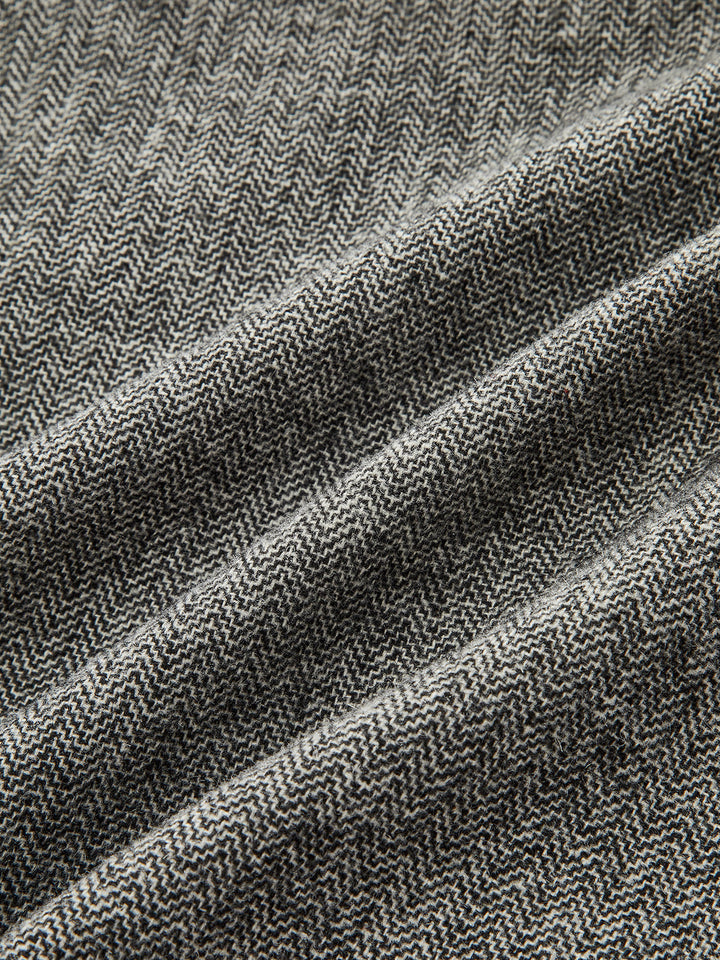 Belted Herringbone Wool Blend Mini Skirt