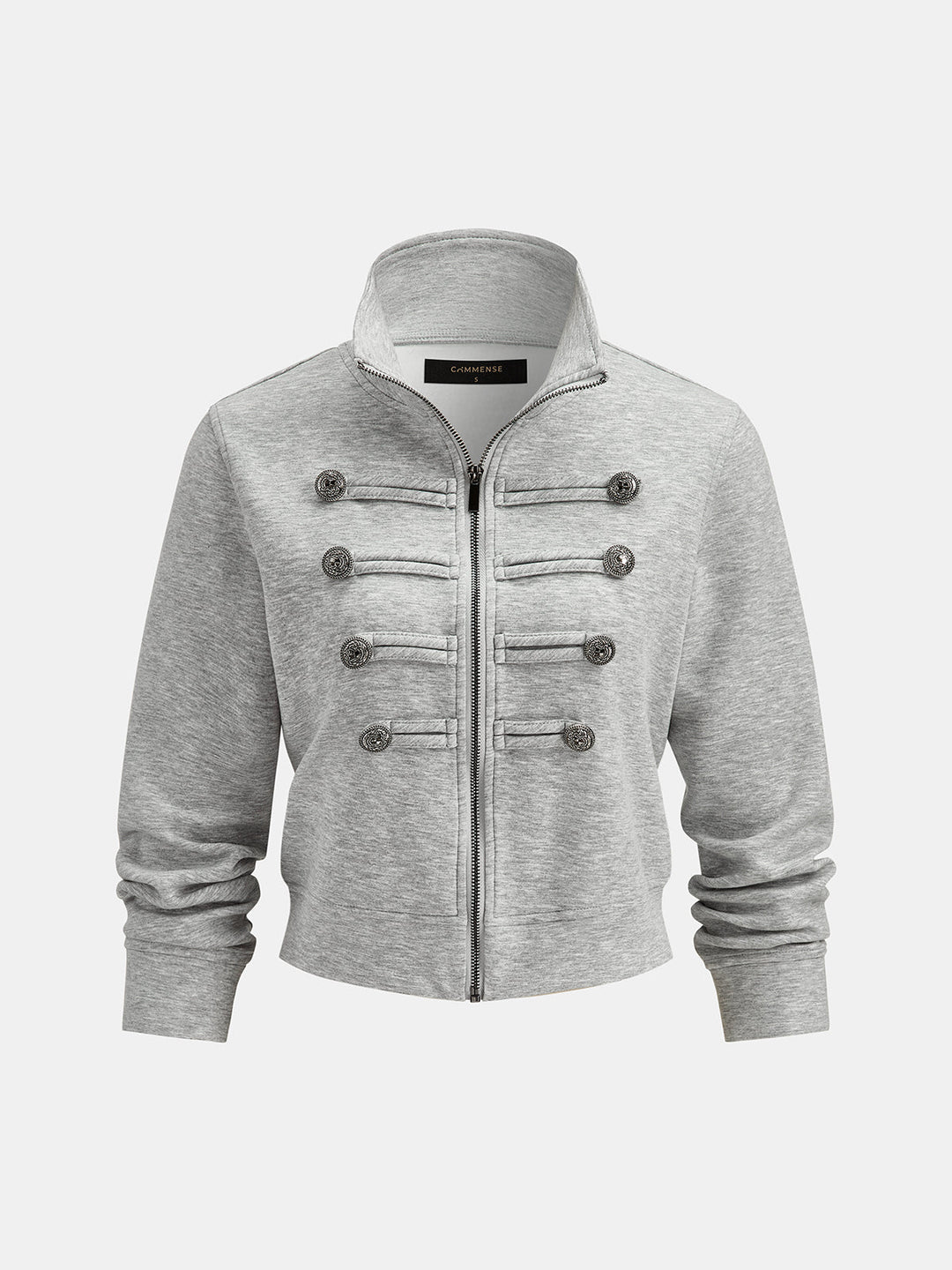 Button Detail Zip-Up Jacket