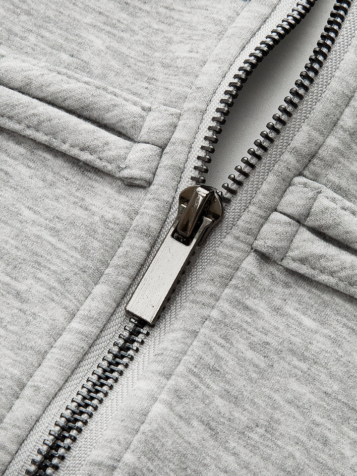 Button Detail Zip-Up Jacket