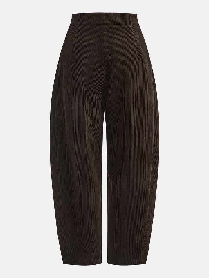 Button Front Corduroy Barrel Pants