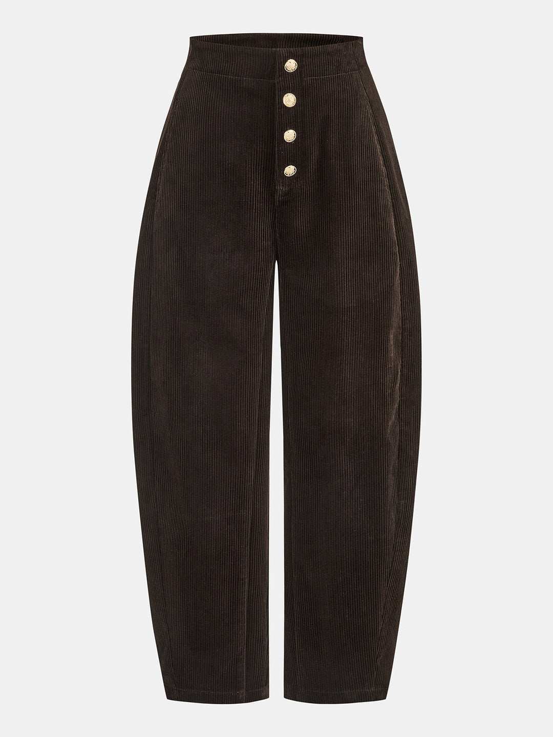 Button Front Corduroy Barrel Pants