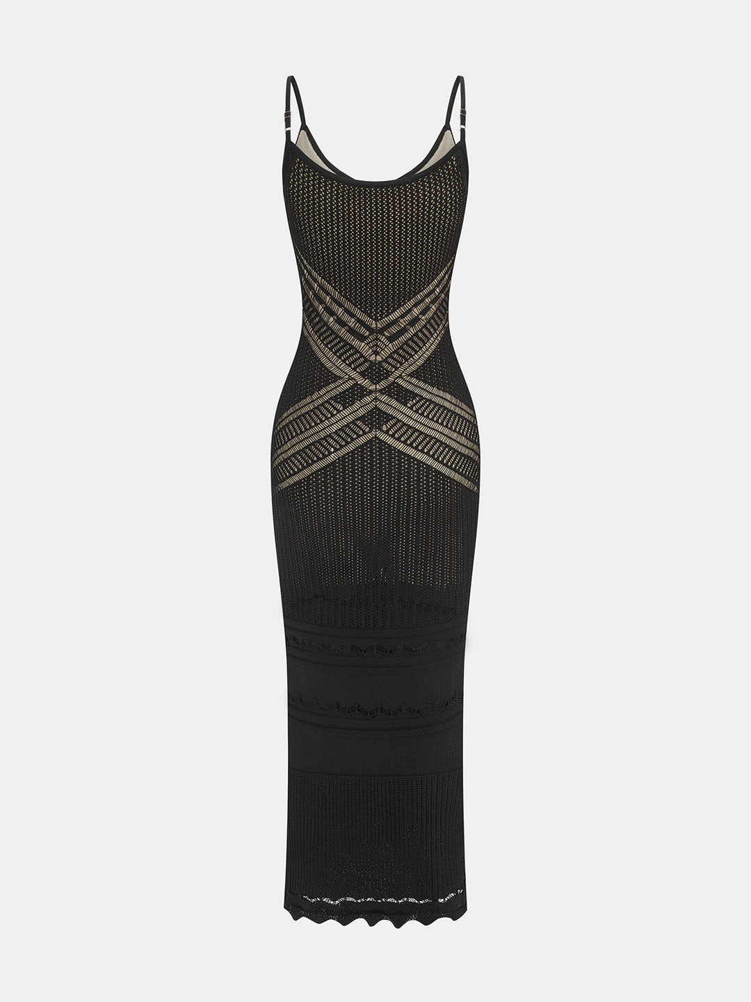 Crisscross Hollow Knit Slip Maxi Dress