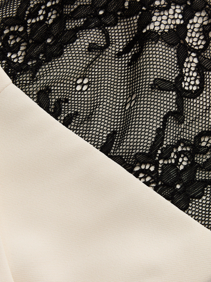 Asymmetrical Lace Panel Midi Dress