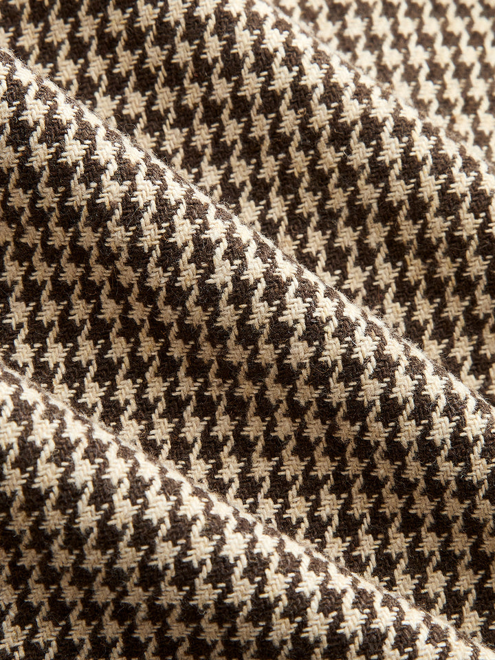 Houndstooth Double‑Breasted Trench Jacket