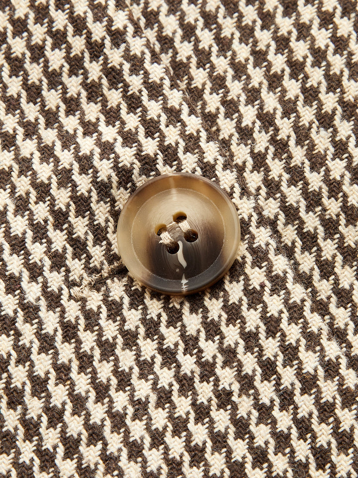 Houndstooth Double‑Breasted Trench Jacket