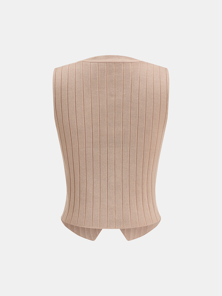 Ribbed Knit Three‑Piece Vest Cardigan Pants Set