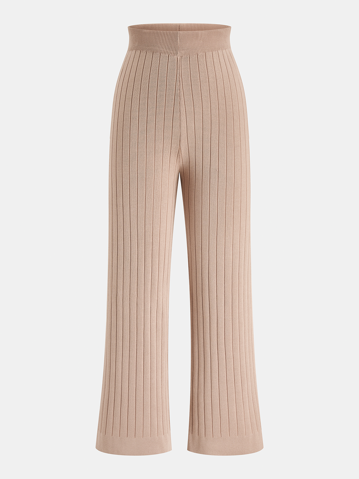 Ribbed Knit Three‑Piece Vest Cardigan Pants Set