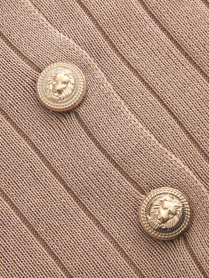 Ribbed Knit Three‑Piece Vest Cardigan Pants Set