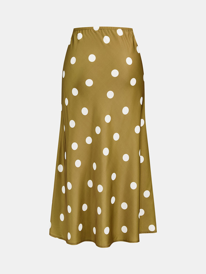 Polka Dot Satin Two Piece Skirt Set