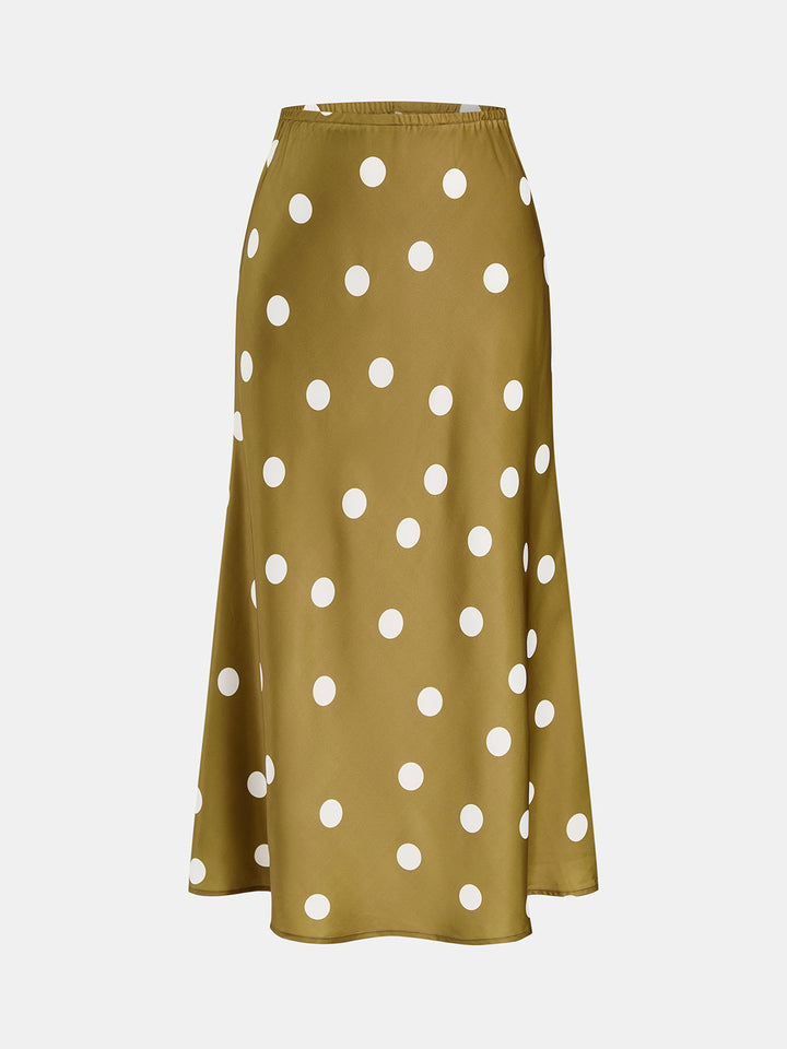 Polka Dot Satin Two Piece Skirt Set