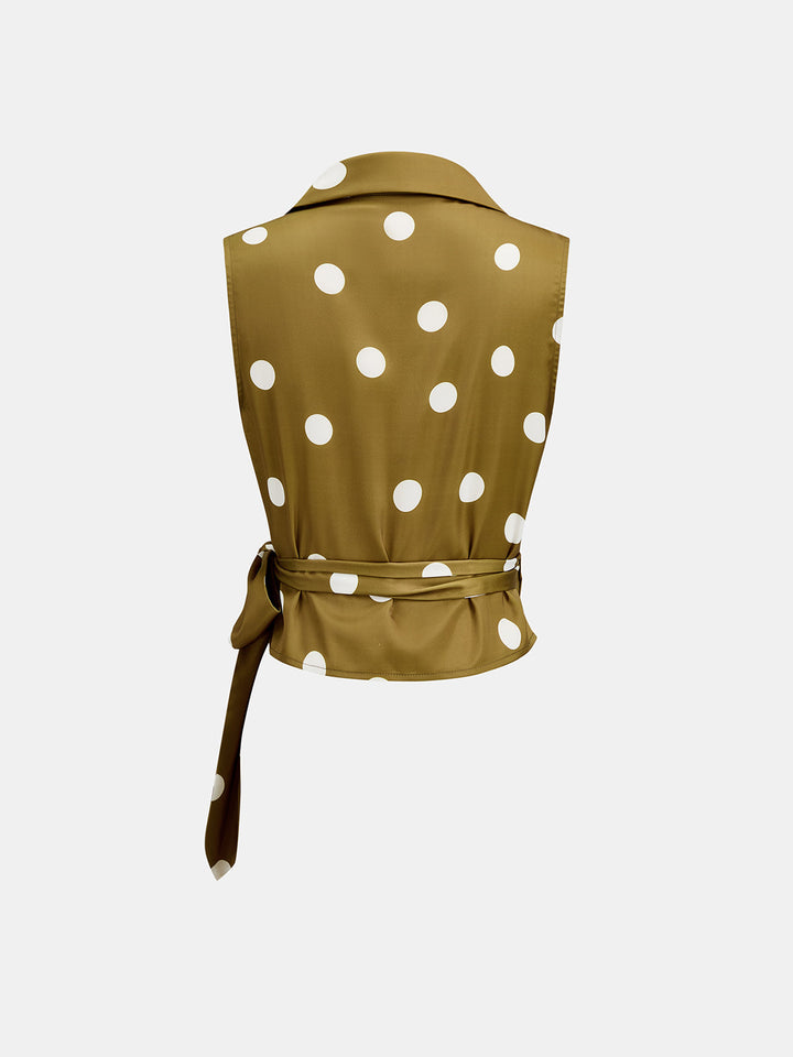 Polka Dot Satin Two Piece Skirt Set