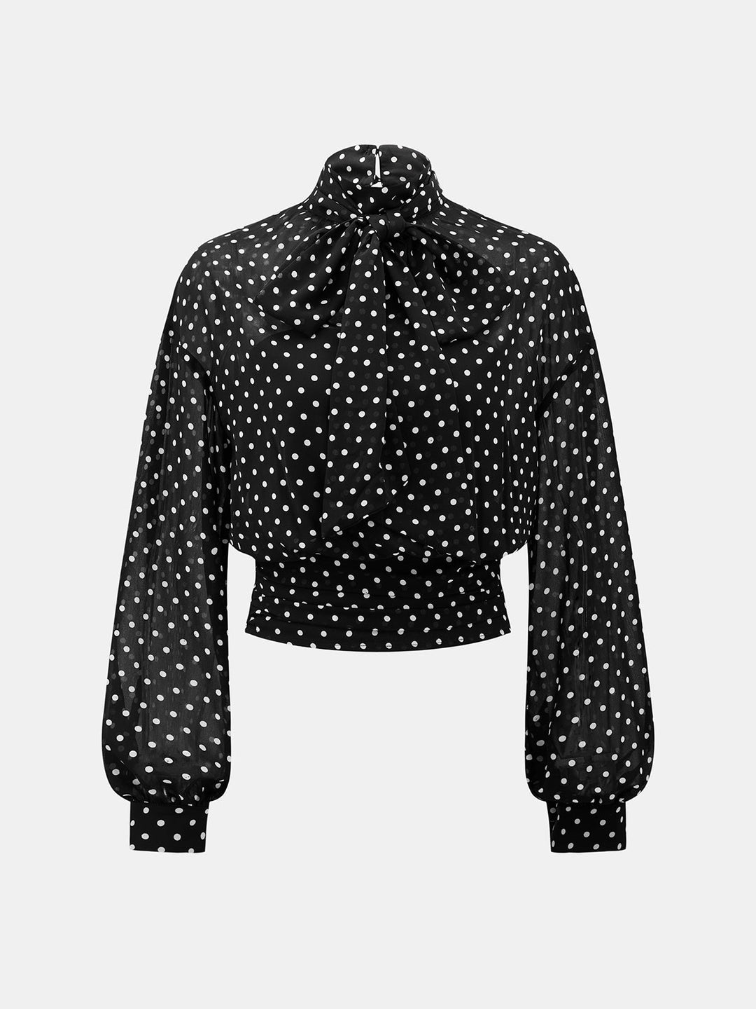 Polka Dot Bow Neck Blouse with Bandeau Top