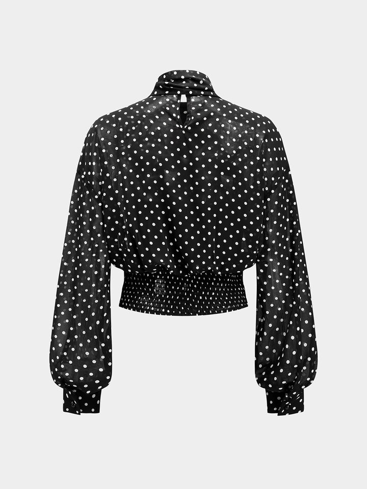 Polka Dot Bow Neck Blouse with Bandeau Top