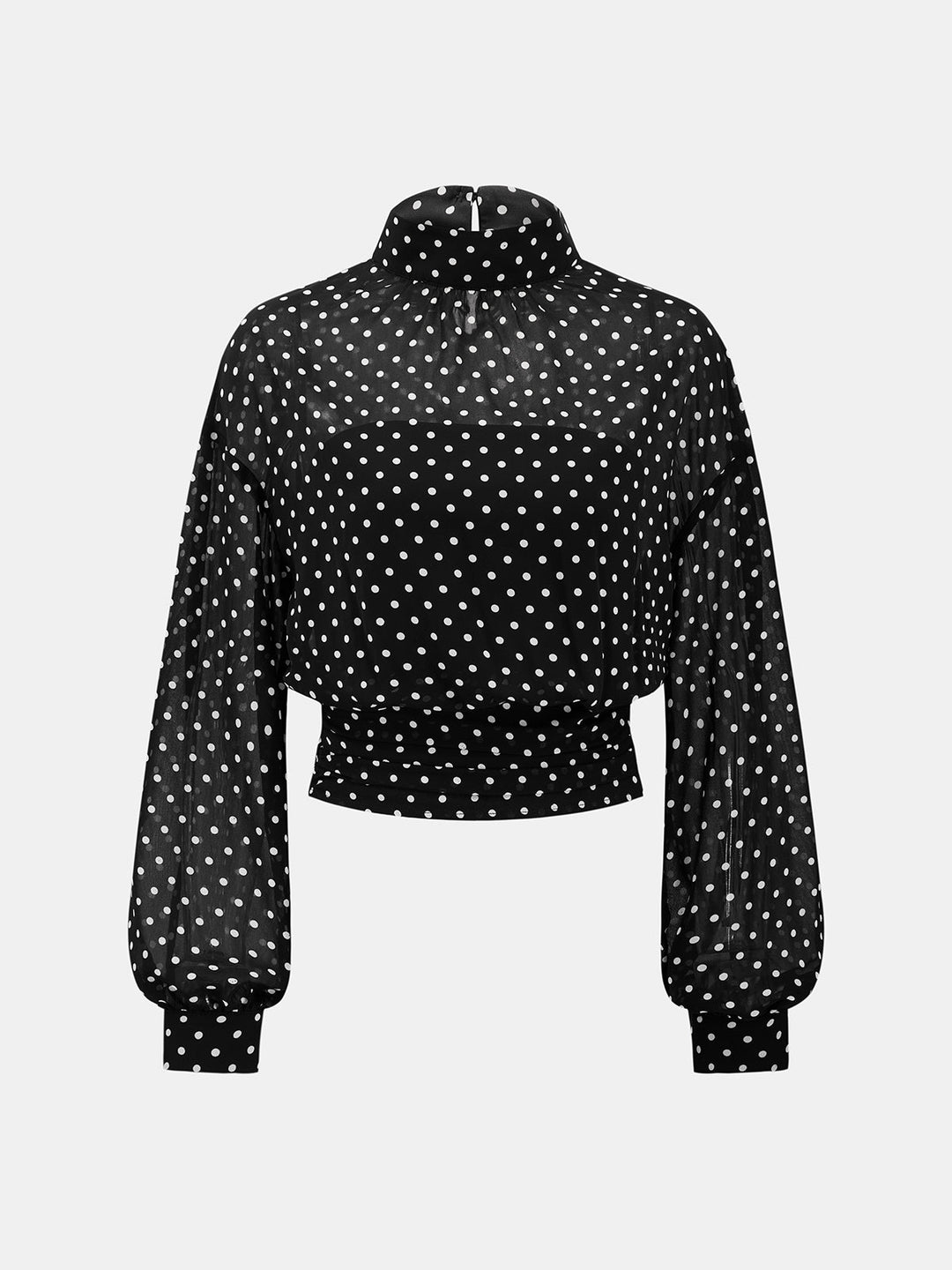 Polka Dot Bow Neck Blouse with Bandeau Top