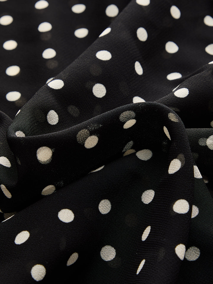 Polka Dot Bow Neck Blouse with Bandeau Top