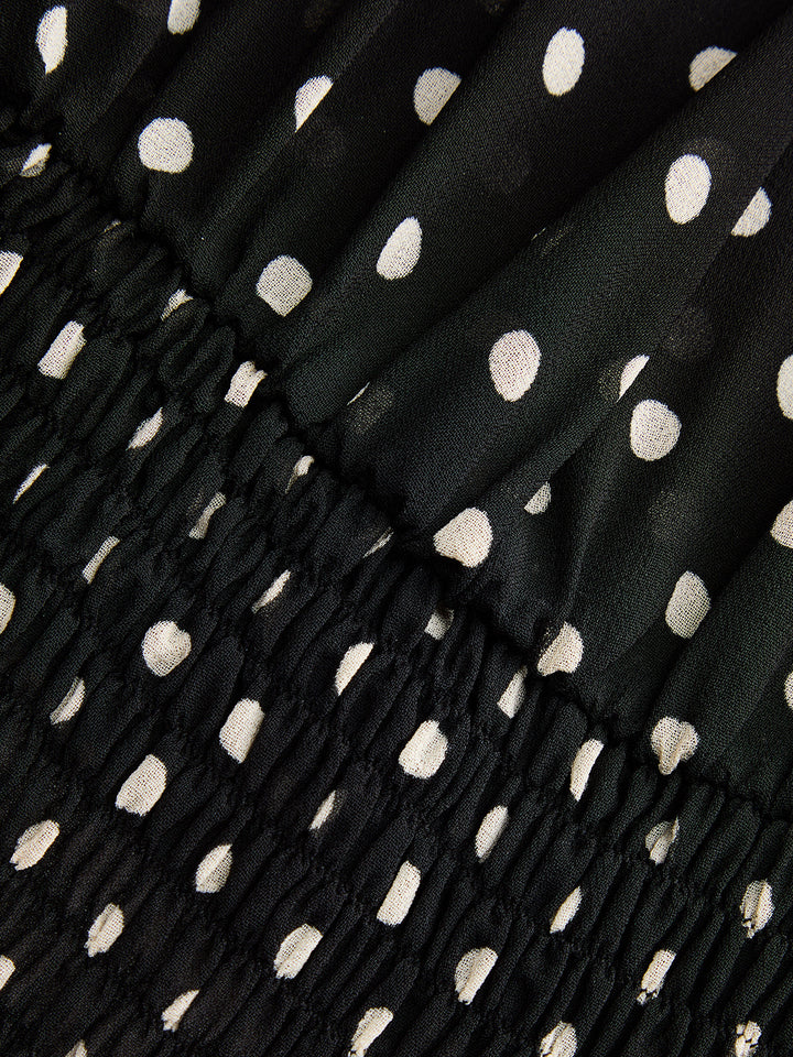 Polka Dot Bow Neck Blouse with Bandeau Top