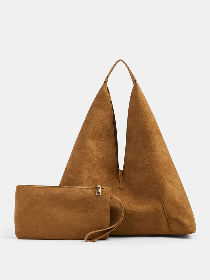 Large Suede Effect Casual Tote Bag
