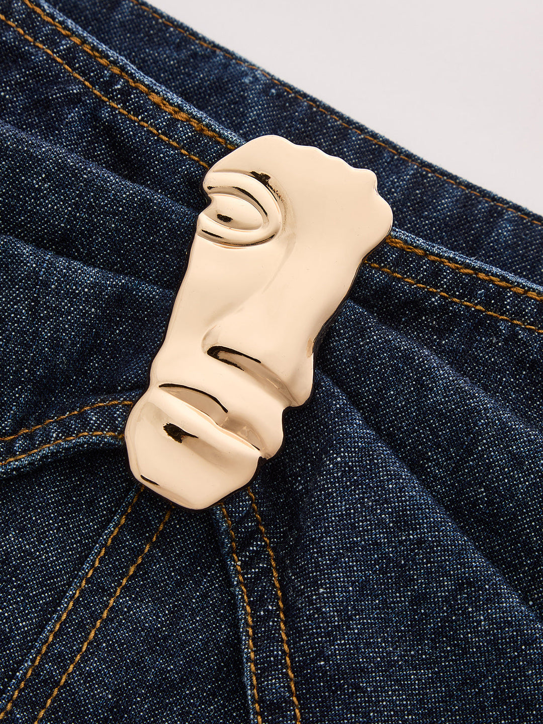 Decorative Buckle Twist Waist Straight Leg Jeans