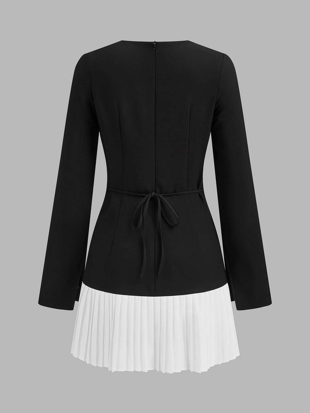 Metal Buckle Color Block Pleated Mini Dress