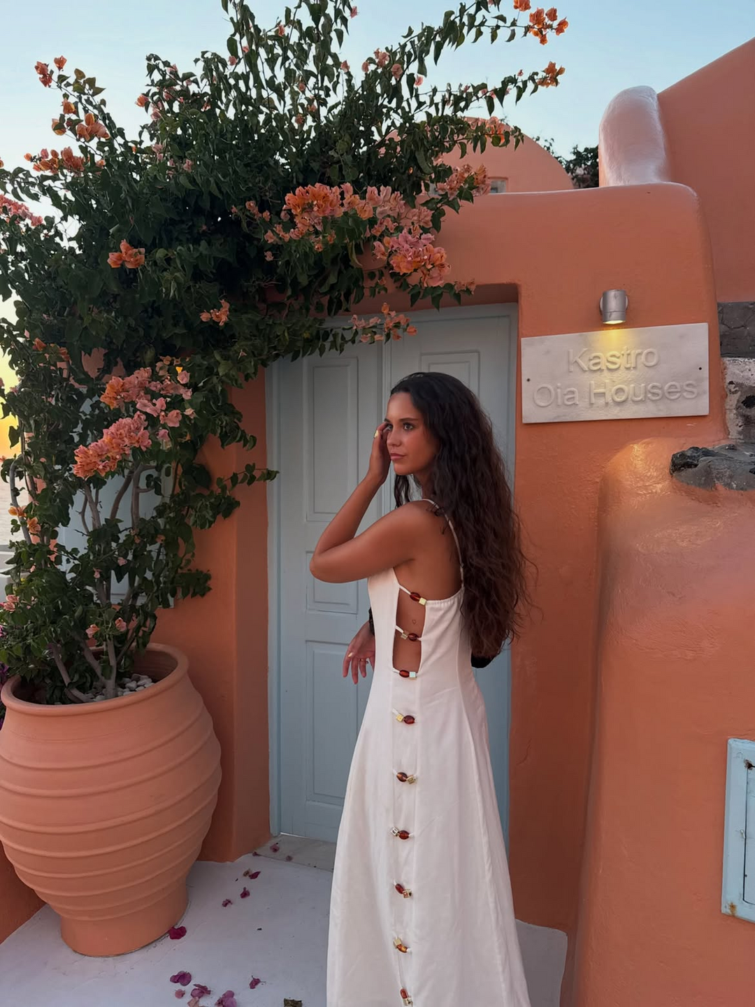 Linen-Blend Amber Detail Cami Midi Dress