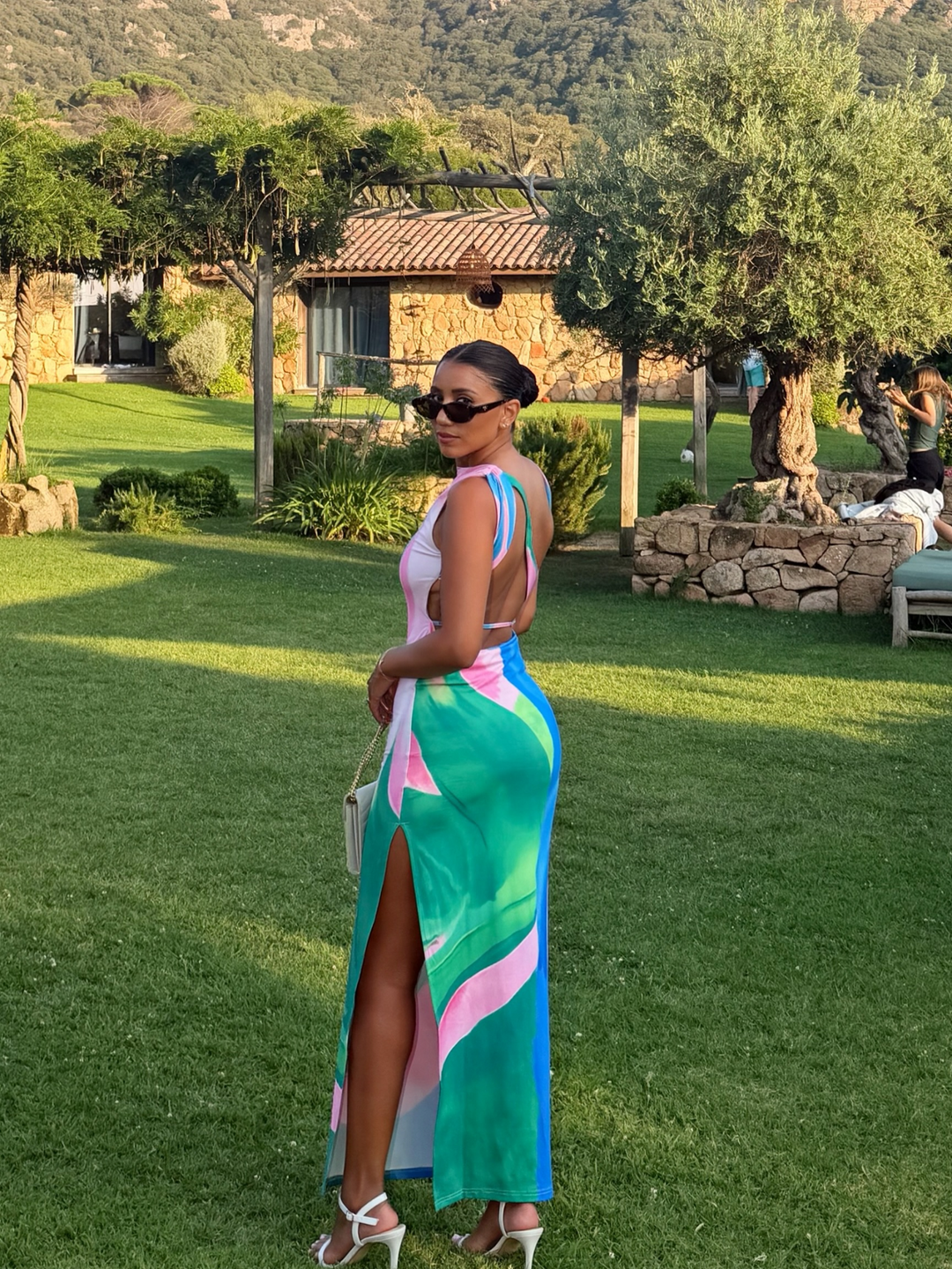 Twist Cutout Sleeveless Tie Dye Maxi Dress