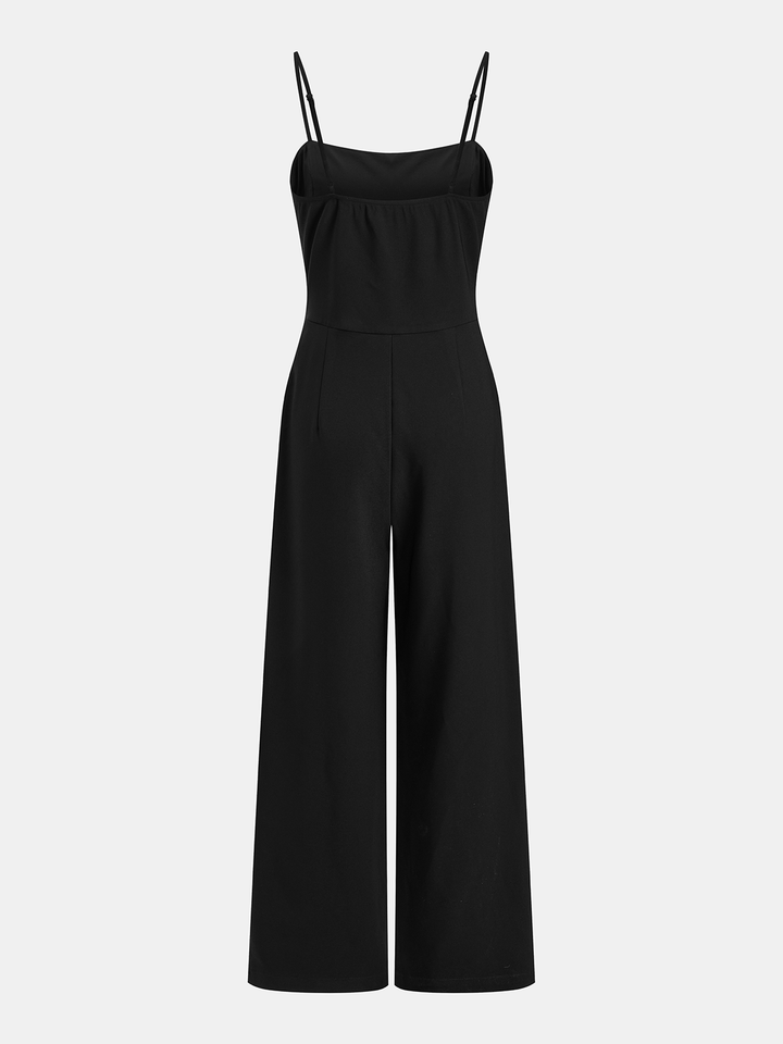 Polka‑Dot Cape Overlay Wide Leg Jumpsuit