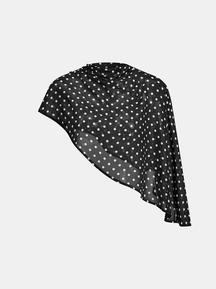 Polka‑Dot Cape Overlay Wide Leg Jumpsuit