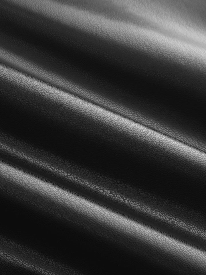 Ruched Faux Leather Wrap Slit Maxi Skirt