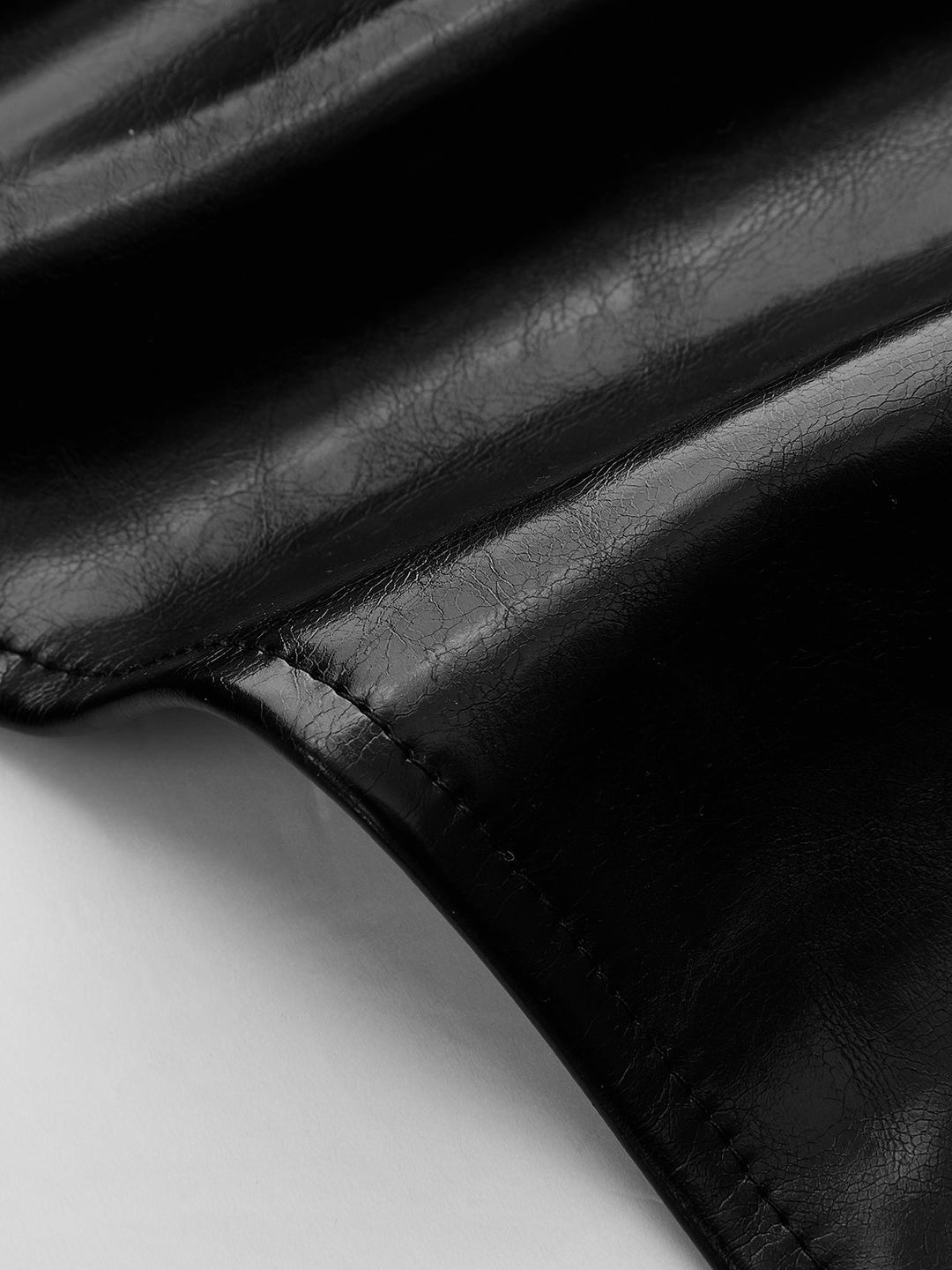 Faux Leather Sash Turtleneck Maxi Dress