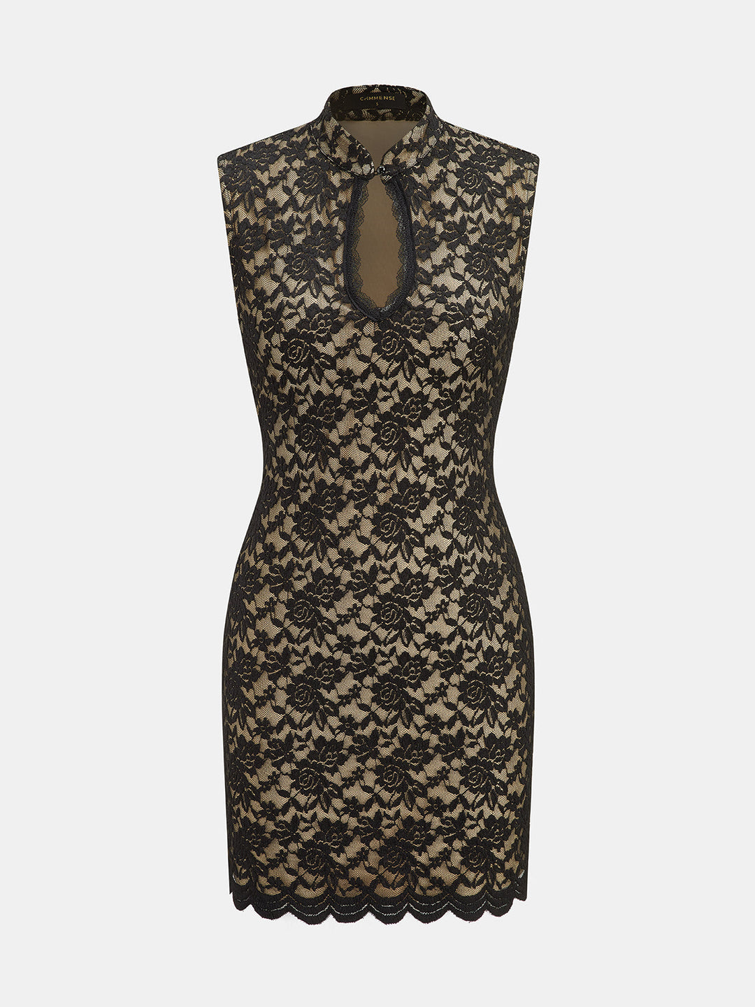 Keyhole Neck Lace Bodycon Mini Dress