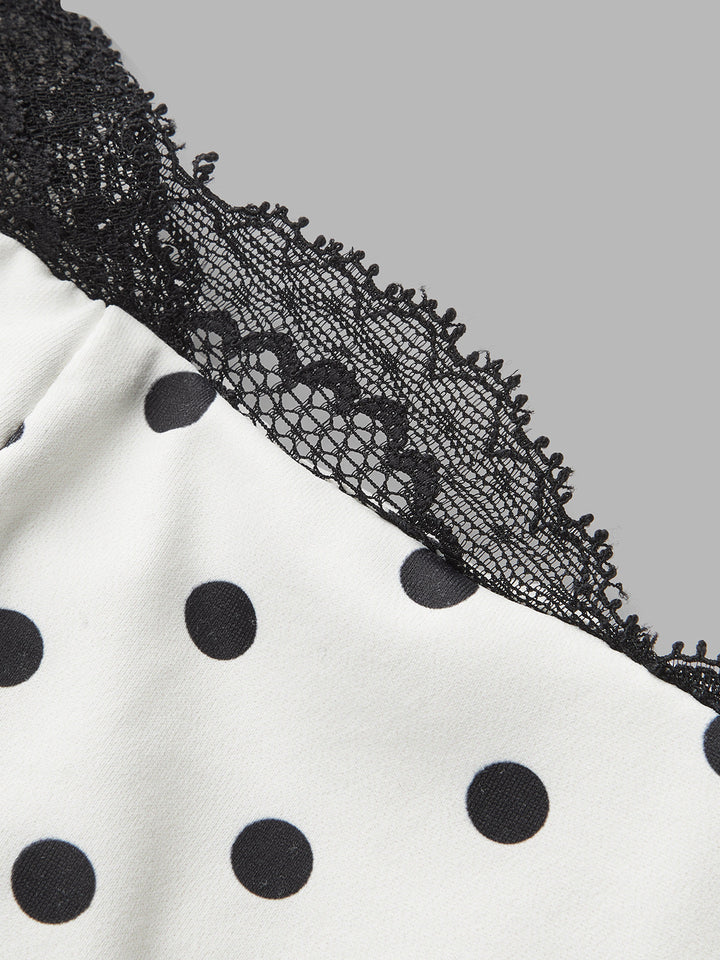 Lace Trim Polka Dot Cami Top