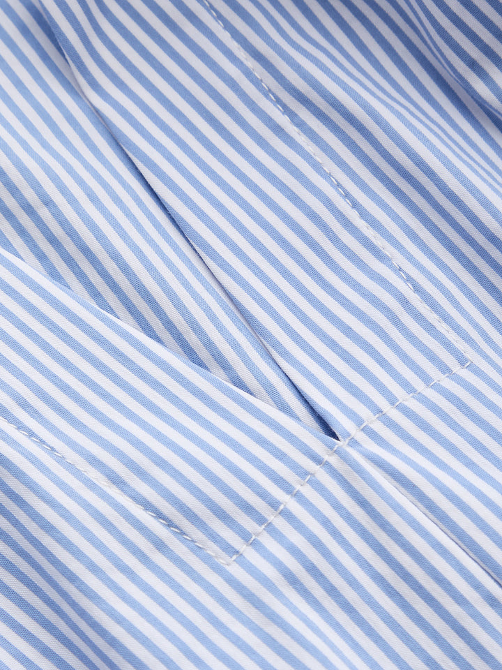 Striped Collared Ruched Waist Blouse