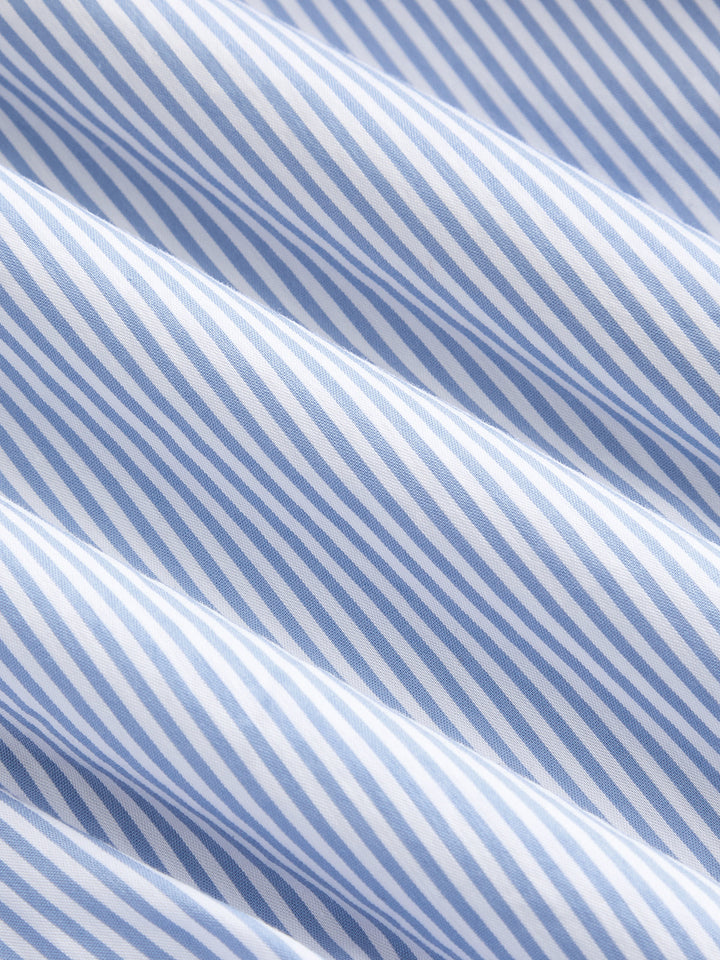 Striped Collared Ruched Waist Blouse
