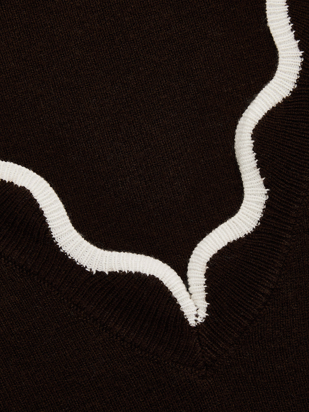 Contrast Scallop Trim Wool Blend Knit Sweater