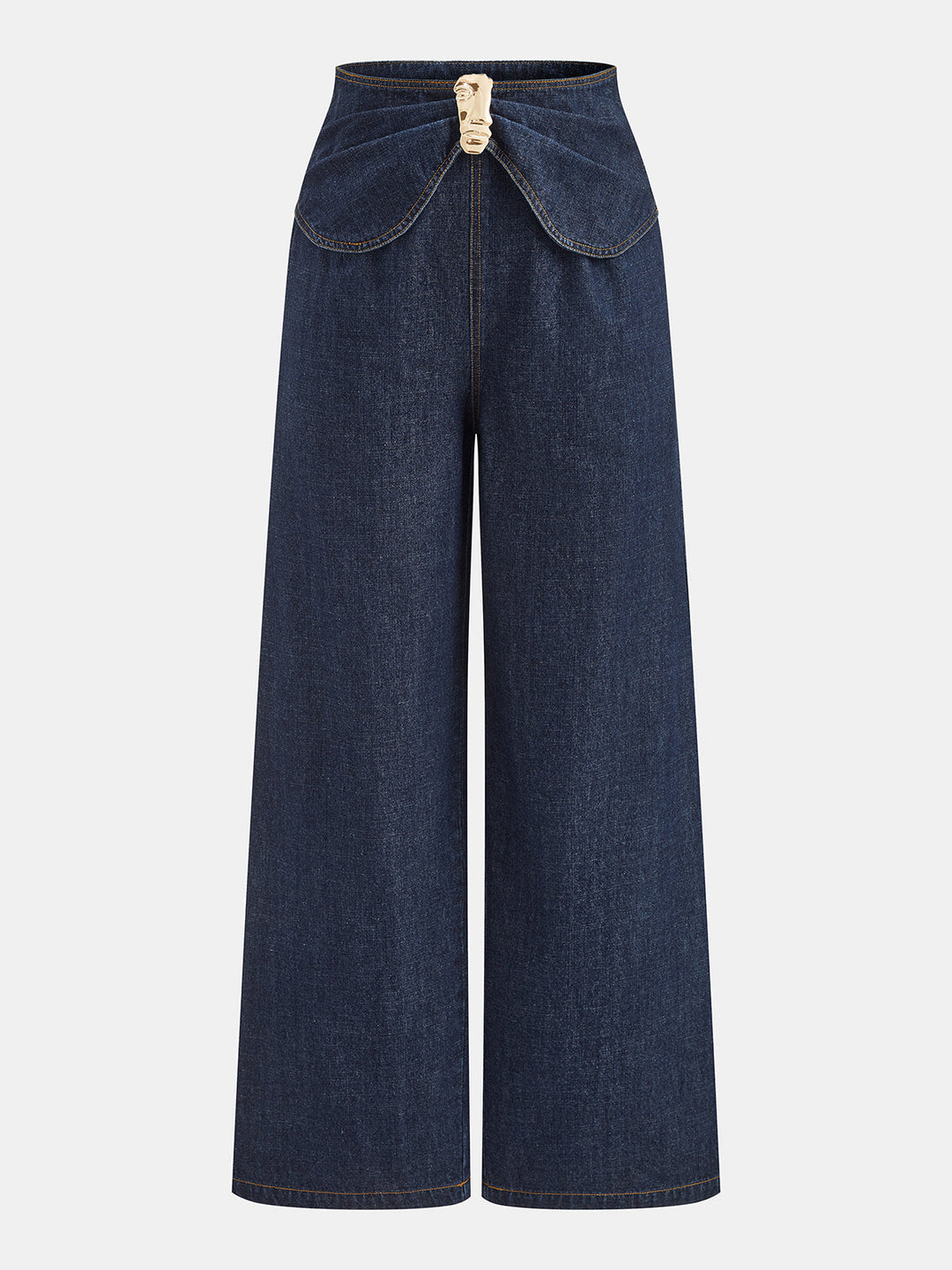 Decorative Buckle Twist Waist Straight Leg Jeans