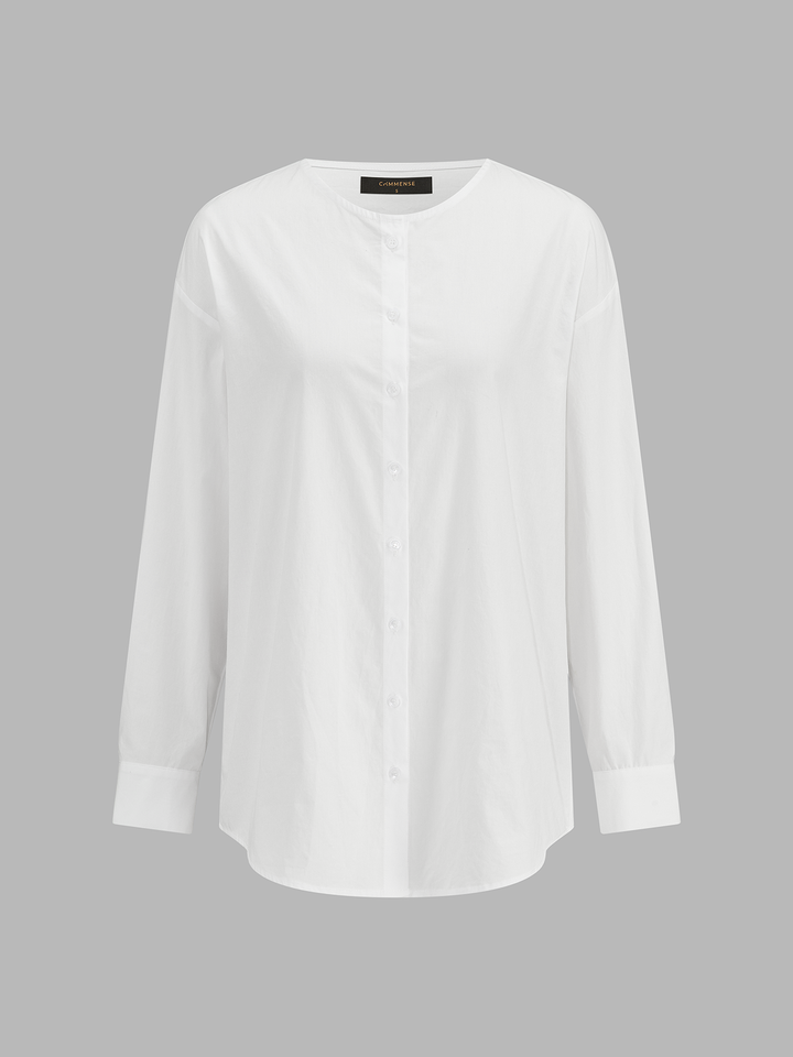 Asymmetric Turtleneck Knit Vest & Cotton Shirt Set