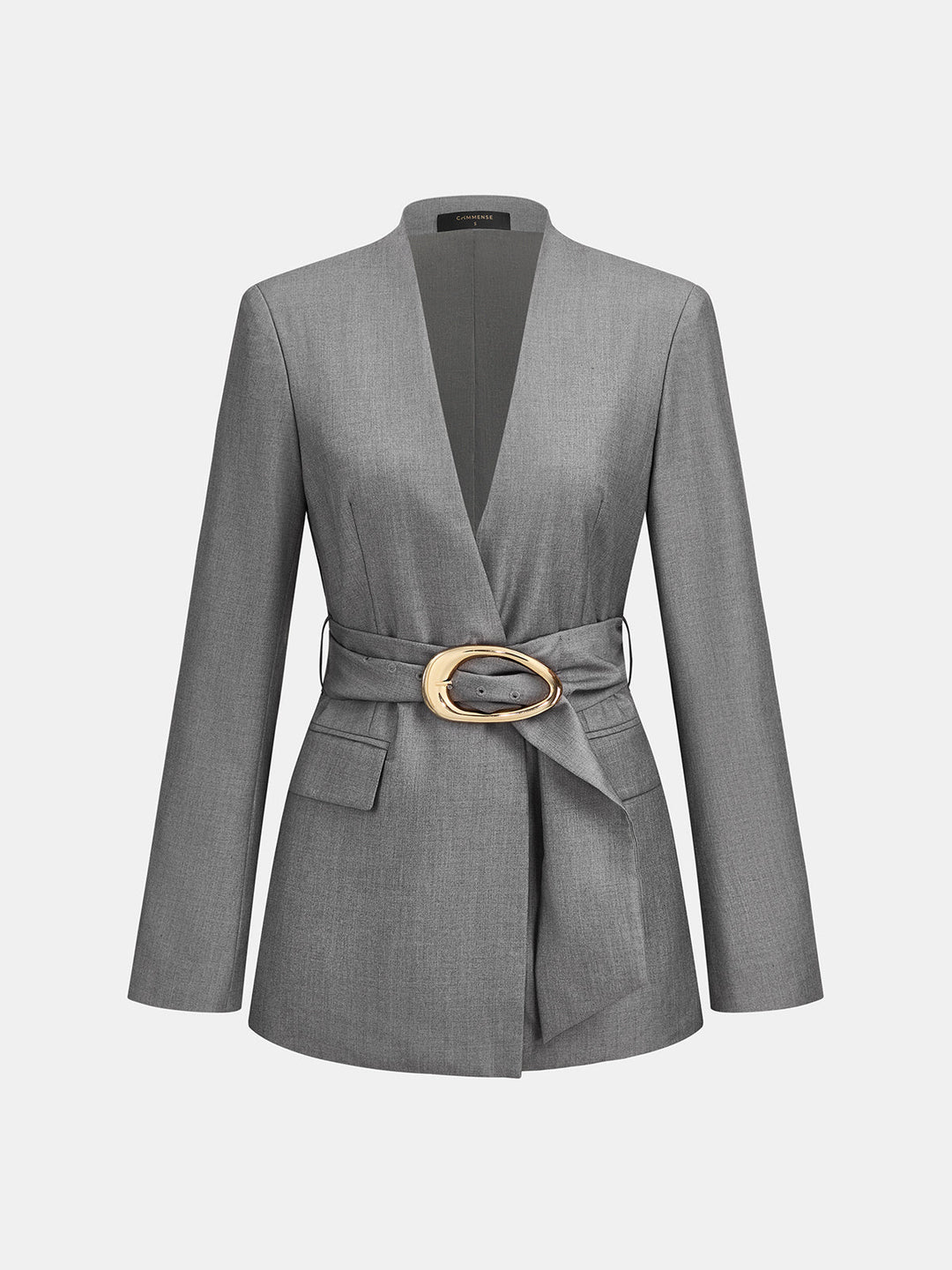 V‑Neck Belted Wrap Blazer